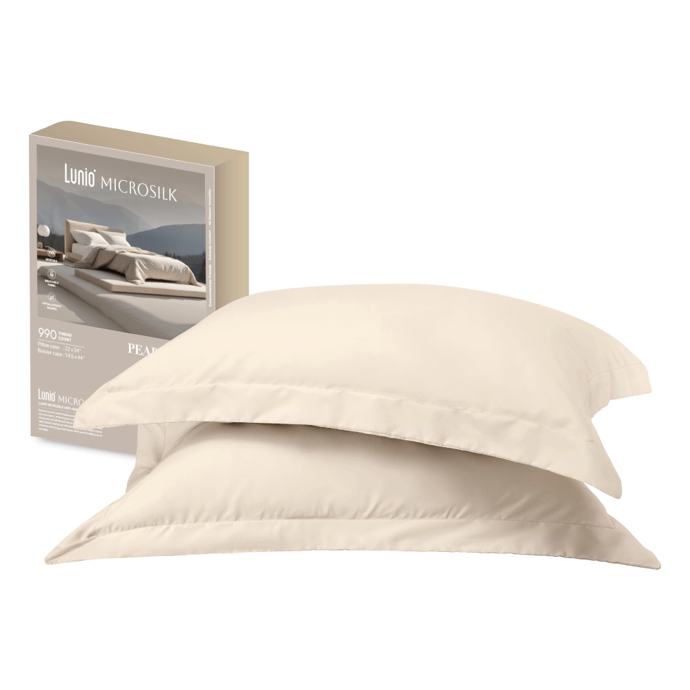 ปลอกหมอน LUNIO MICROSILK PILLOW CASE สีเบจไข่มุก PEARL BEIGE จำนวน2ชิ้น